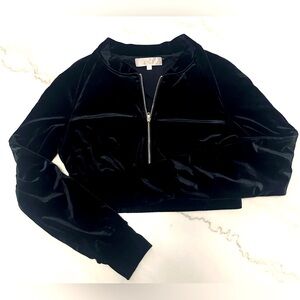 Meshki Velvet cropped tracksuit jacket black size small